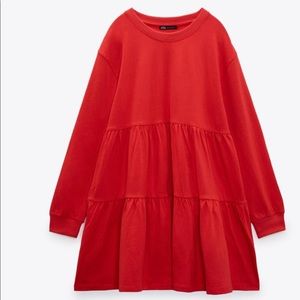Brand New Zara Red Short Tiered Dress Size M